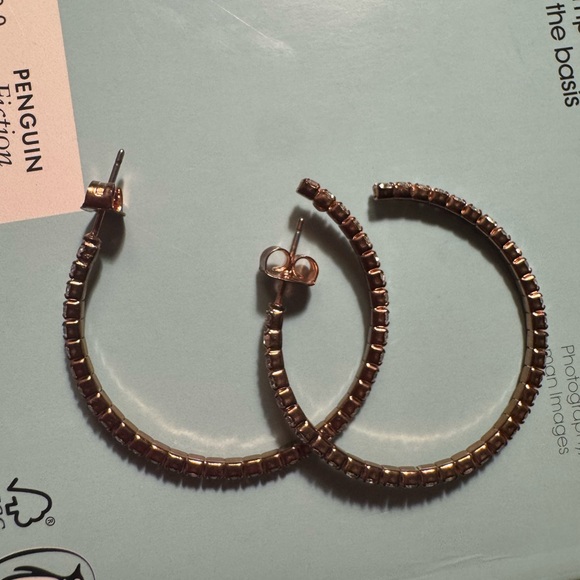 Rose Gold Rhinestone Hoops - Picture 2 of 3